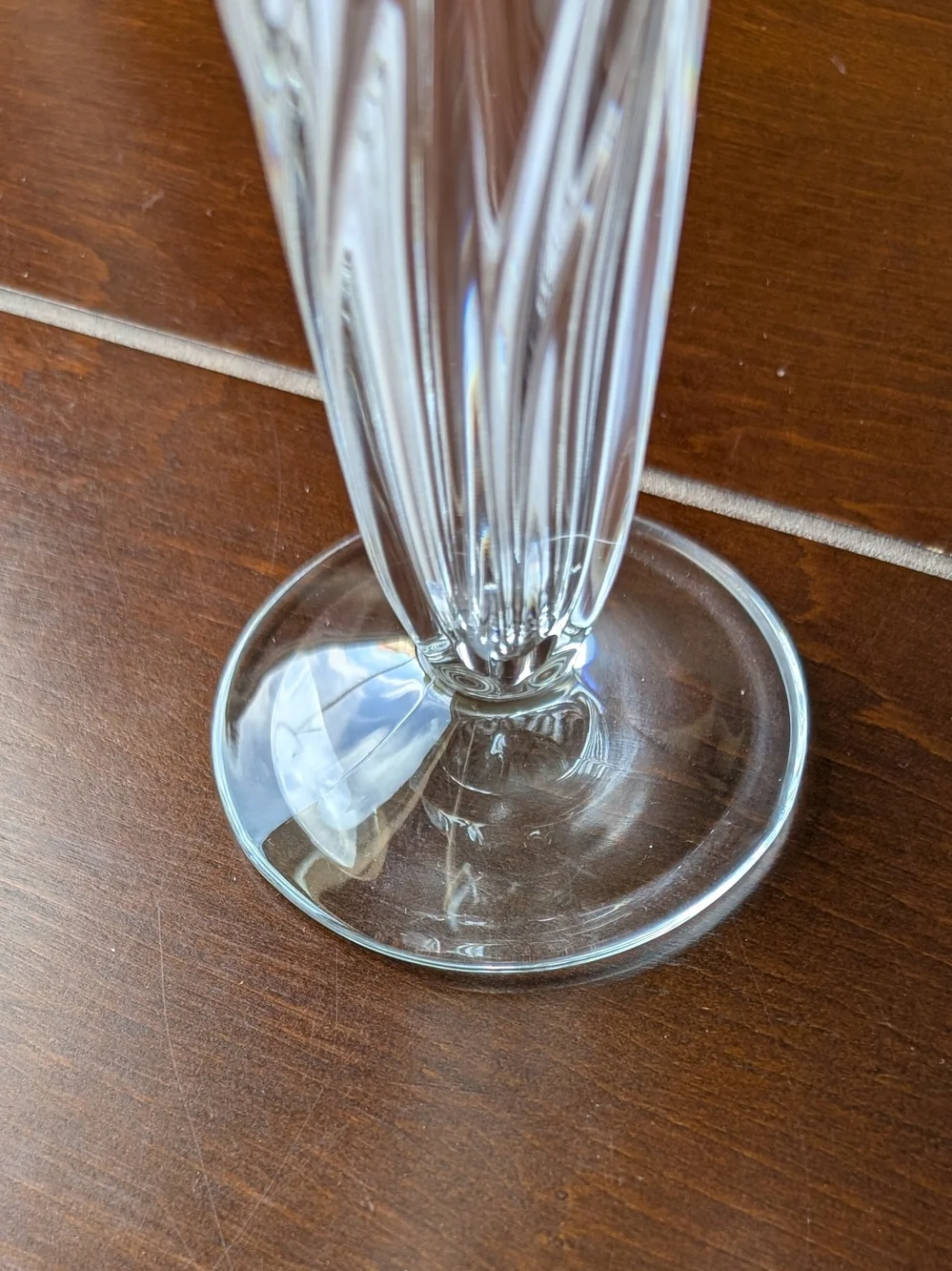 Bohemian Clear Leaded Crystal Swirled Glass Bud Vase 8 Inches Tulip/Trumpet